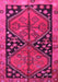 Machine Washable Persian Pink Traditional Rug, wshtr2791pnk