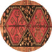 Round Persian Brown Traditional Rug, tr2791brn