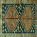Square Persian Turquoise Traditional Rug, tr2791turq