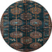 Round Persian Light Blue Traditional Rug, tr2792lblu