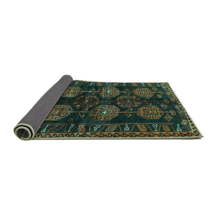 Sideview of Persian Turquoise Traditional Rug, tr2792turq