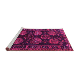 Sideview of Machine Washable Persian Pink Traditional Rug, wshtr2792pnk