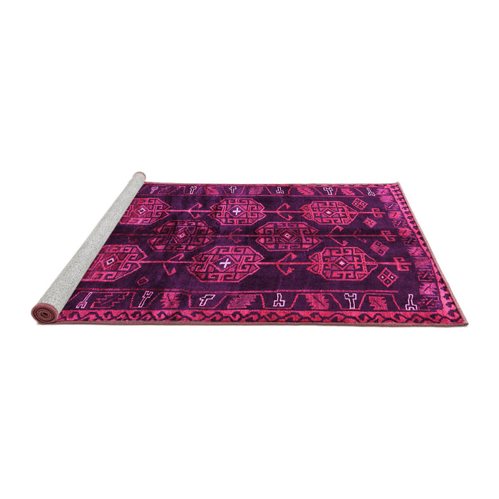 Sideview of Machine Washable Persian Pink Traditional Rug, wshtr2792pnk