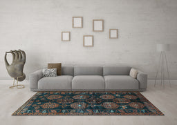Machine Washable Persian Light Blue Traditional Rug in a Living Room, wshtr2792lblu