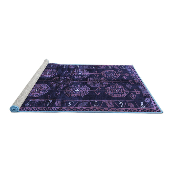 Sideview of Machine Washable Persian Blue Traditional Rug, wshtr2792blu