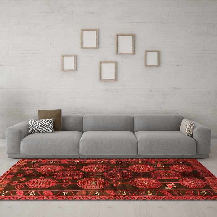 Machine Washable Persian Orange Traditional Area Rugs in a Living Room, wshtr2792org