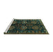 Sideview of Machine Washable Persian Turquoise Traditional Area Rugs, wshtr2792turq