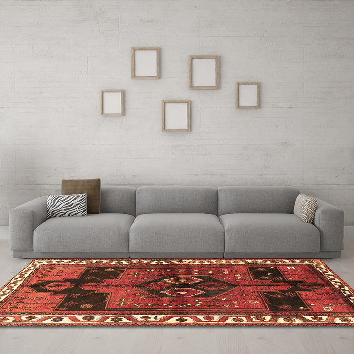 Machine Washable Persian Brown Traditional Rug in a Living Room,, wshtr2793brn