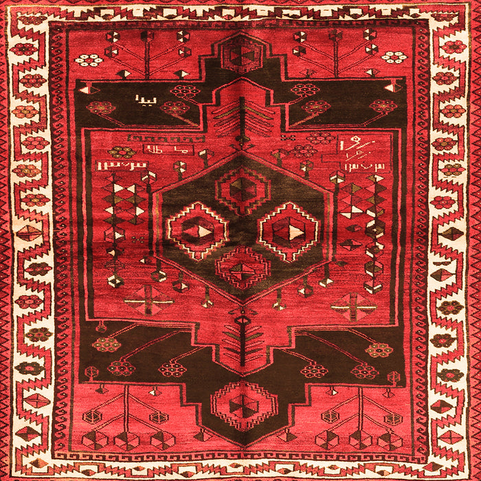 Round Machine Washable Persian Orange Traditional Area Rugs, wshtr2793org