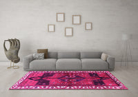 Machine Washable Persian Pink Traditional Rug, wshtr2793pnk