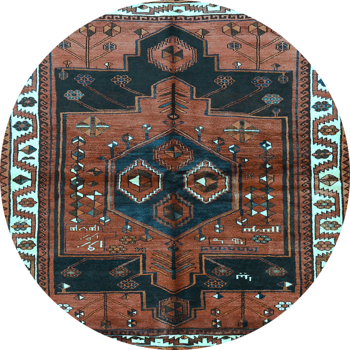 Round Machine Washable Persian Light Blue Traditional Rug, wshtr2793lblu