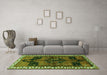 Machine Washable Persian Green Traditional Area Rugs in a Living Room,, wshtr2793grn