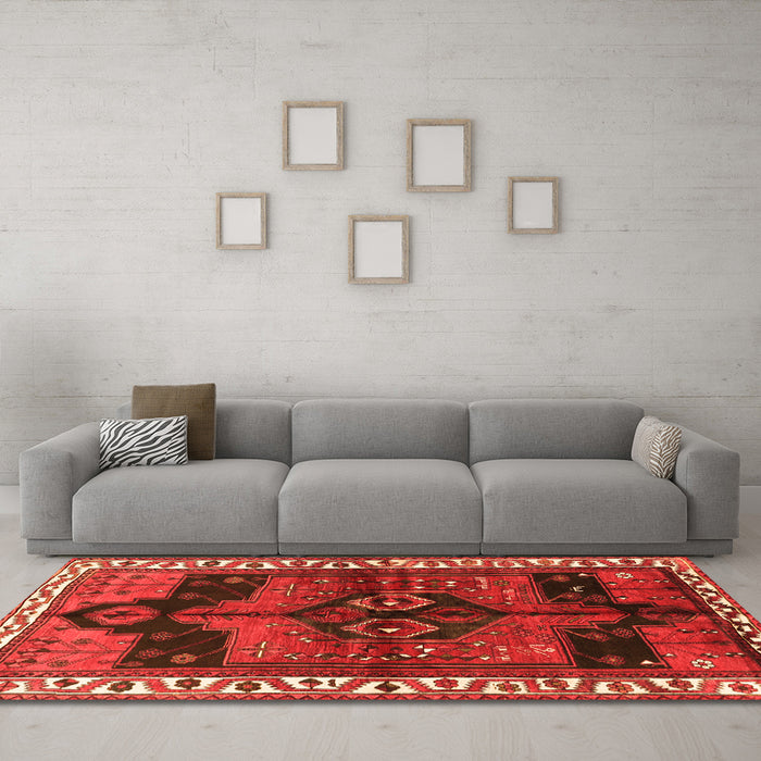 Machine Washable Persian Orange Traditional Area Rugs in a Living Room, wshtr2793org