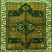 Round Machine Washable Persian Green Traditional Area Rugs, wshtr2793grn