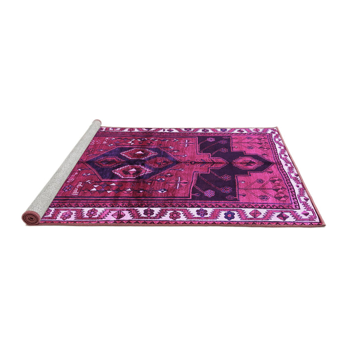 Sideview of Machine Washable Persian Purple Traditional Area Rugs, wshtr2793pur