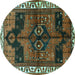 Round Persian Turquoise Traditional Rug, tr2793turq