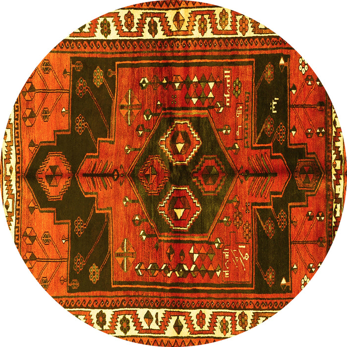 Round Persian Yellow Traditional Rug, tr2793yw