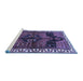 Sideview of Machine Washable Persian Blue Traditional Rug, wshtr2793blu