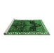 Sideview of Machine Washable Persian Emerald Green Traditional Area Rugs, wshtr2793emgrn