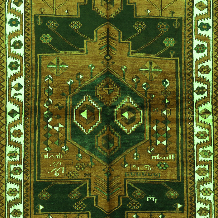 Serging Thickness of Machine Washable Persian Green Traditional Area Rugs, wshtr2793grn