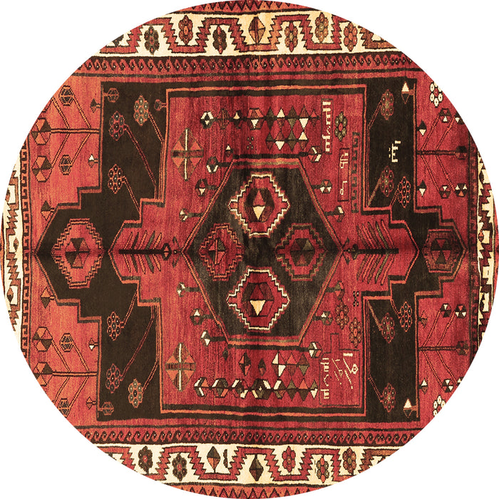 Round Persian Brown Traditional Rug, tr2793brn
