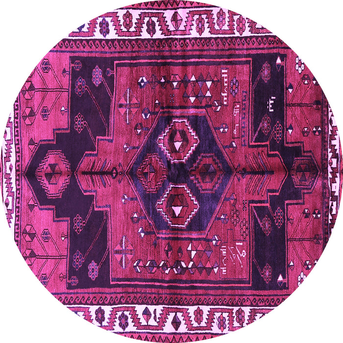 Round Machine Washable Persian Purple Traditional Area Rugs, wshtr2793pur