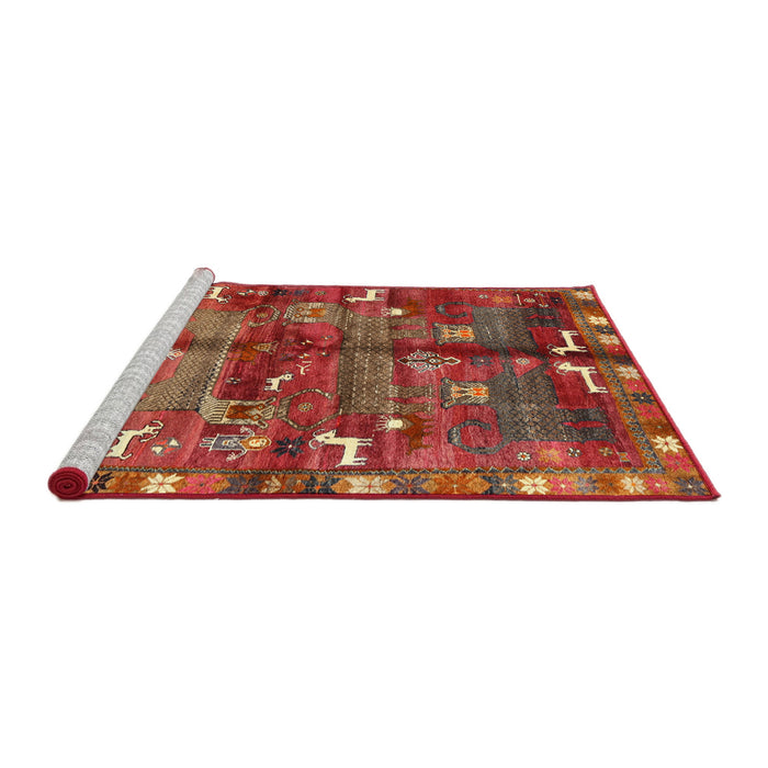 Sideview of Machine Washable Traditional Rust Pink Rug, wshtr2794