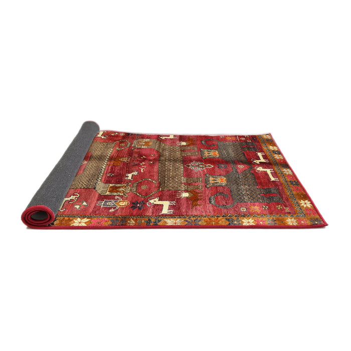 Sideview of Traditional Rust Pink Animal Rug, tr2794