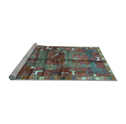 Sideview of Machine Washable Animal Light Blue Traditional Rug, wshtr2794lblu