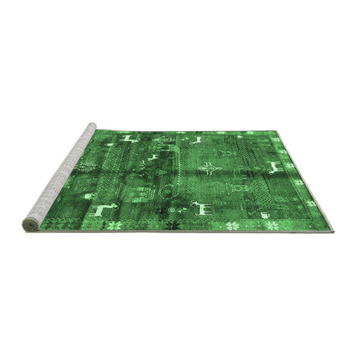 Sideview of Machine Washable Animal Emerald Green Traditional Area Rugs, wshtr2794emgrn