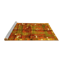 Sideview of Machine Washable Animal Yellow Traditional Rug, wshtr2794yw