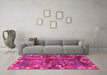 Machine Washable Animal Pink Traditional Rug in a Living Room, wshtr2794pnk