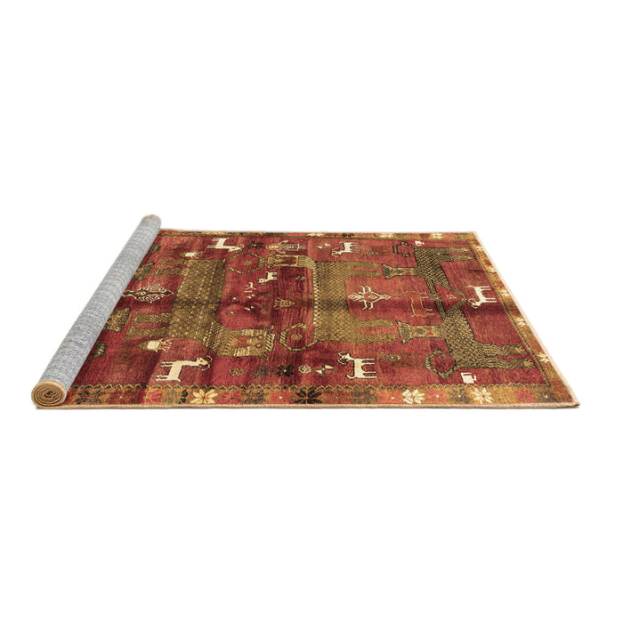 Sideview of Machine Washable Animal Brown Traditional Rug, wshtr2794brn