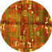 Round Animal Yellow Traditional Rug, tr2794yw