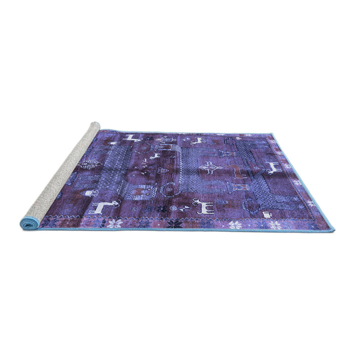 Sideview of Machine Washable Animal Blue Traditional Rug, wshtr2794blu