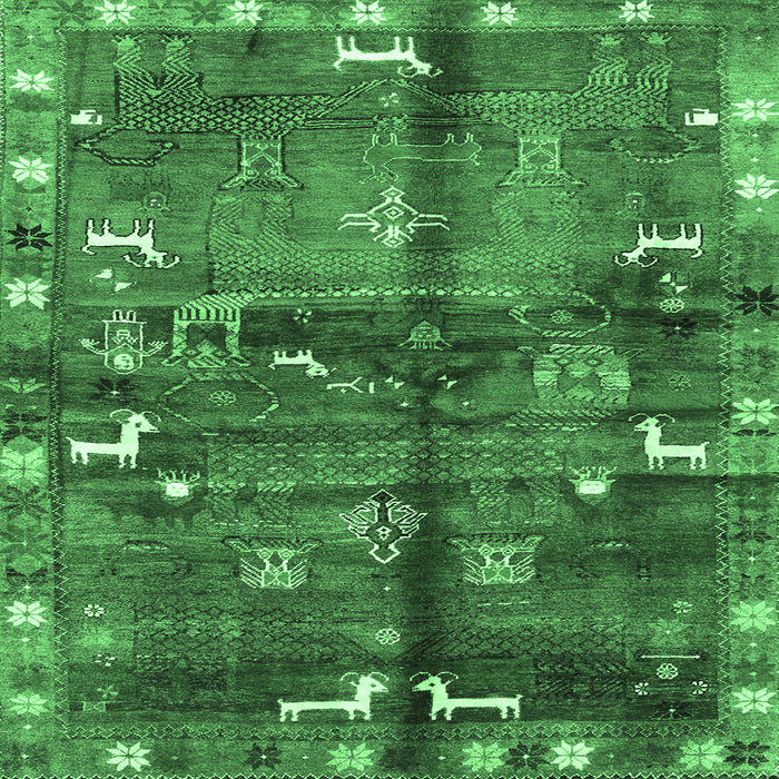 Square Machine Washable Animal Emerald Green Traditional Area Rugs, wshtr2794emgrn