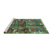 Sideview of Machine Washable Animal Turquoise Traditional Area Rugs, wshtr2794turq
