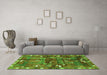 Machine Washable Animal Green Traditional Area Rugs in a Living Room,, wshtr2794grn