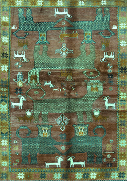 Animal Turquoise Traditional Rug, tr2794turq