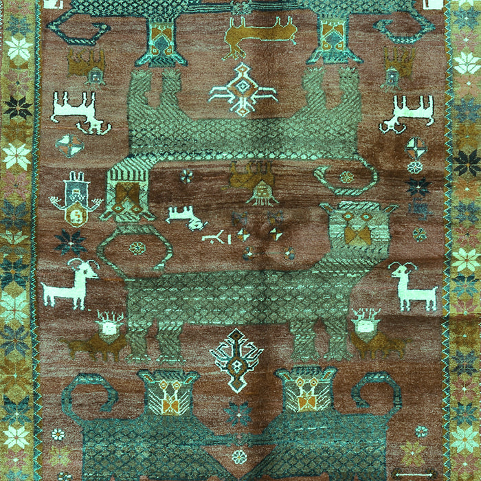 Animal Turquoise Traditional Rug, tr2794turq
