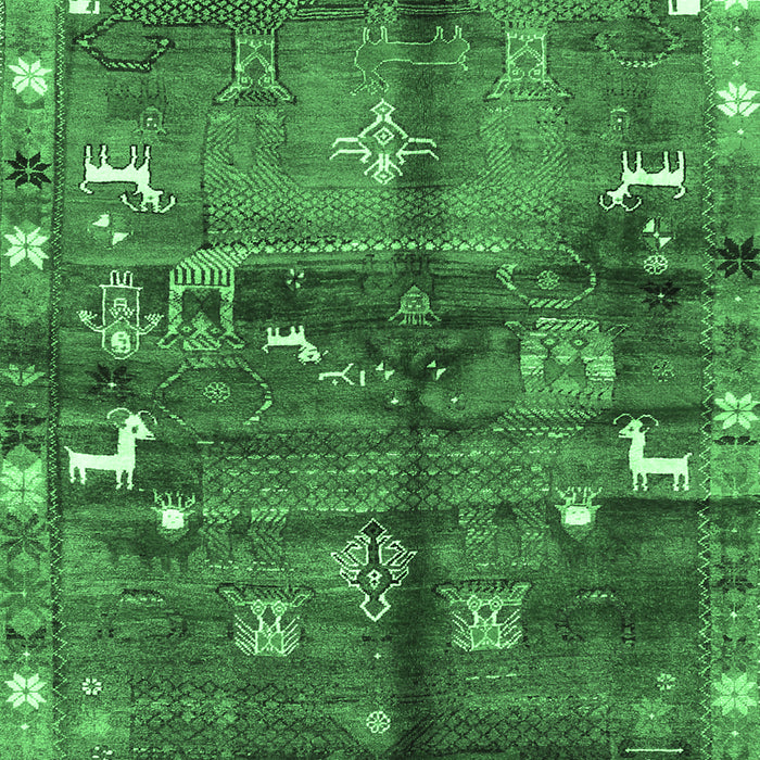 Machine Washable Animal Emerald Green Traditional Area Rugs, wshtr2794emgrn