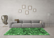 Machine Washable Animal Emerald Green Traditional Area Rugs in a Living Room,, wshtr2794emgrn