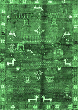Animal Emerald Green Traditional Rug, tr2794emgrn