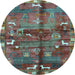 Round Animal Light Blue Traditional Rug, tr2794lblu