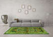 Machine Washable Persian Green Traditional Area Rugs in a Living Room,, wshtr2795grn