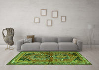 Machine Washable Persian Green Traditional Rug, wshtr2795grn