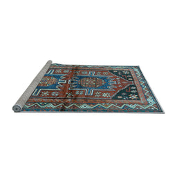 Sideview of Machine Washable Persian Light Blue Traditional Rug, wshtr2795lblu