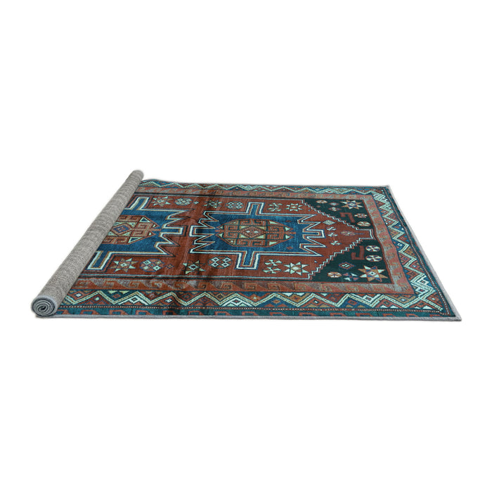 Sideview of Machine Washable Persian Light Blue Traditional Rug, wshtr2795lblu