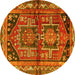 Round Machine Washable Persian Yellow Traditional Rug, wshtr2795yw