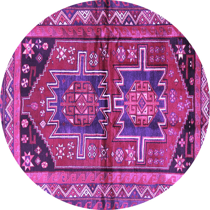 Round Machine Washable Persian Purple Traditional Area Rugs, wshtr2795pur